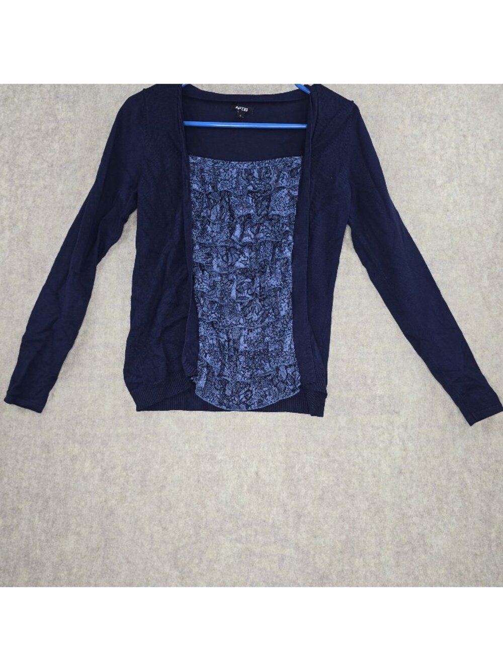 Apt. 9 Womens Navy Knit Cardigan With Lace Front Design Size S